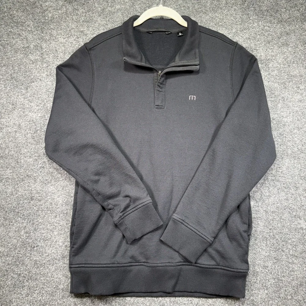 Travis Mathew Hideaway 1/4 Zip Pullover Sweater Men's Medium Black Golf Casual